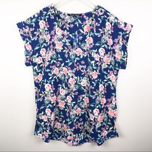 🌿 Sweet Rain Blue Floral Top Size L